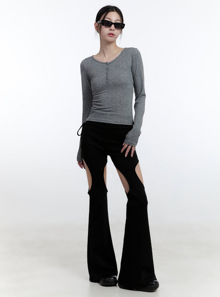 Back Cut-Out Slim-Fit Long Sleeve Top CJ521