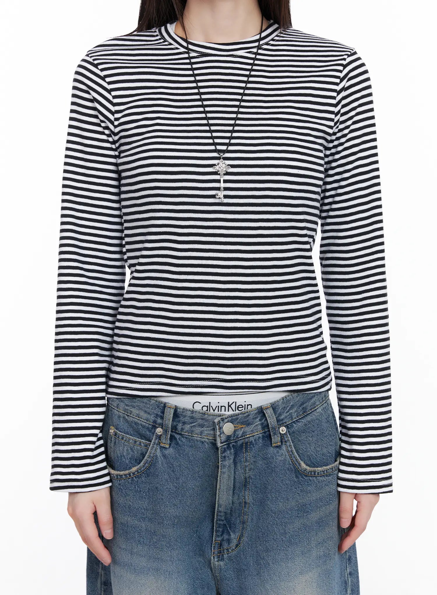Slim-Fit Striped Long Sleeve Tee CM526