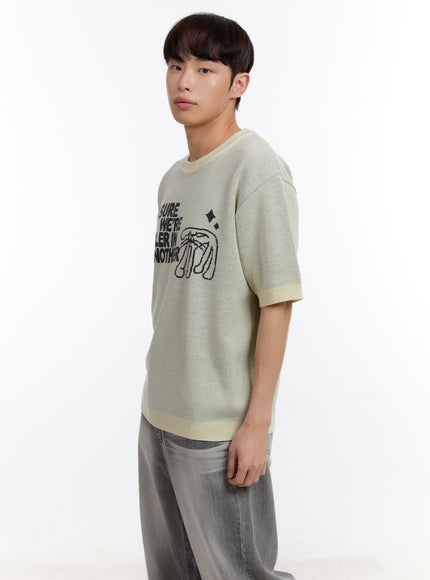 Men's Short Sleeve Graphic Sweater IA507