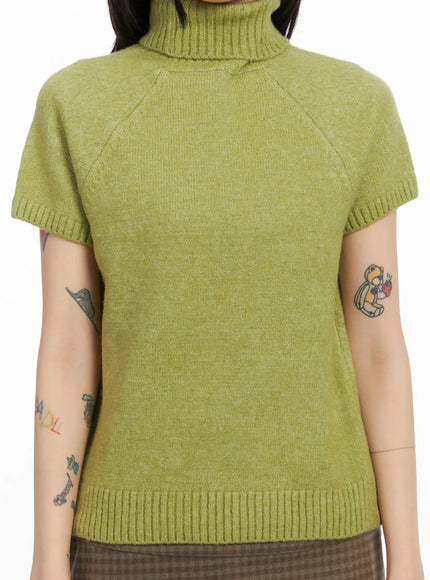 Short Sleeve Turtleneck Knit Top CD509