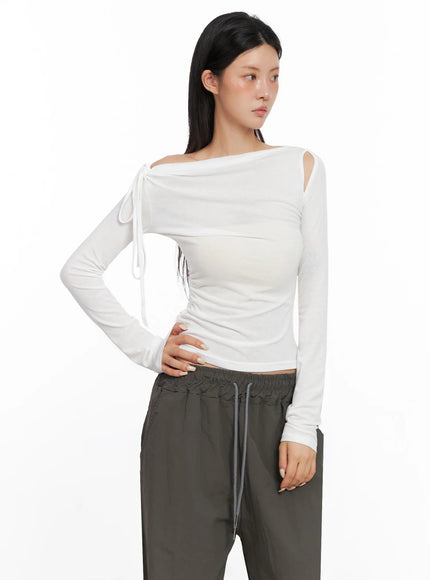 Asymmetric Cut-Out Long Sleeve Top IS515