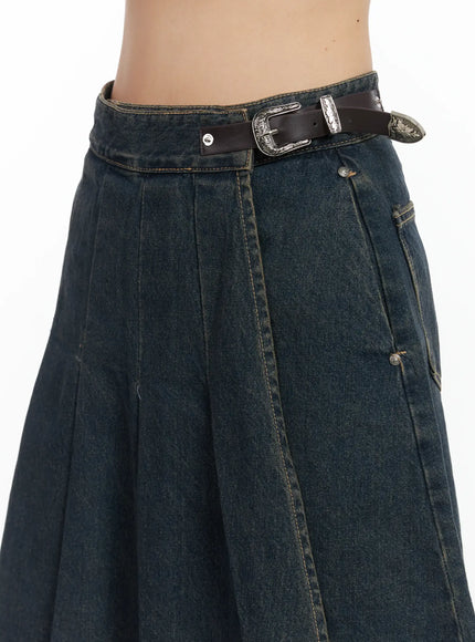 pleated-belted-denim-skirt-cn528