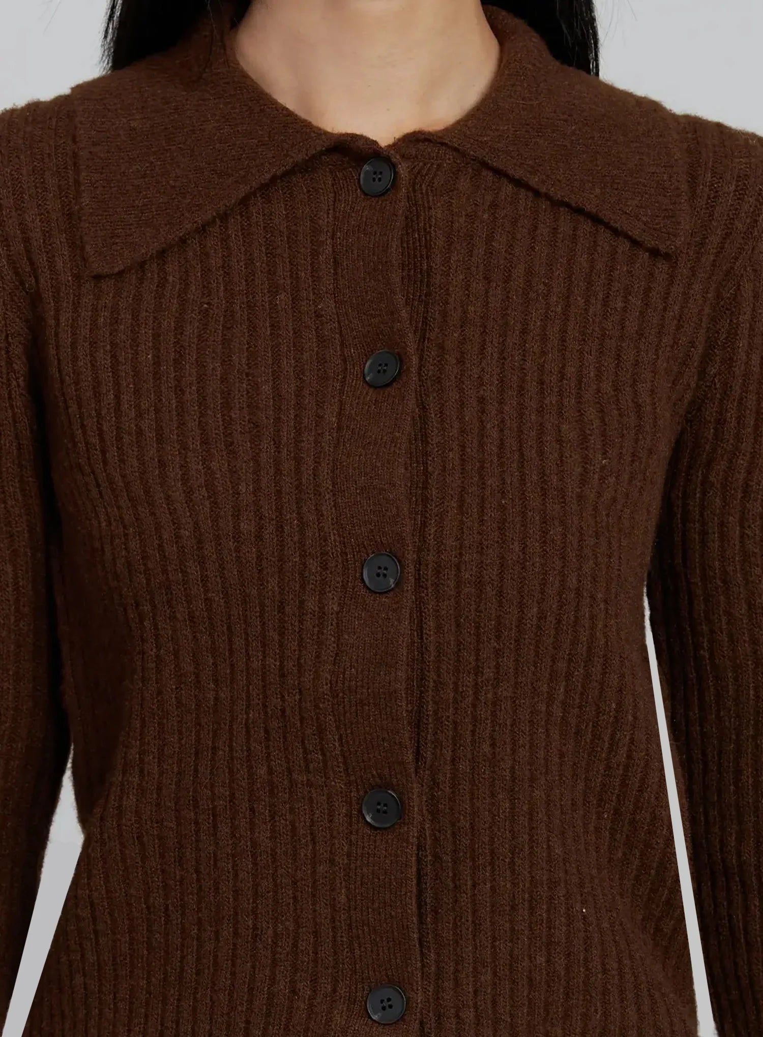 Ribbed Knit Button-Up Cardigan IM520