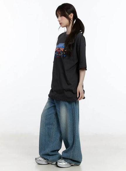 Clar Washed Wide Leg Jeans CA503