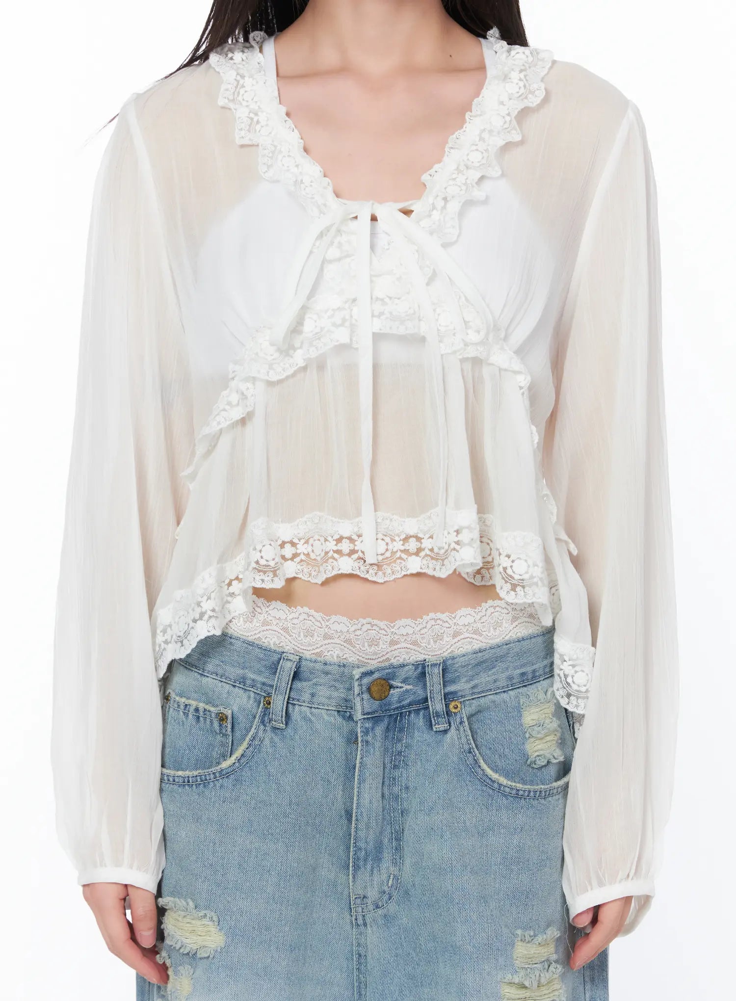 sheer-lace-v-neck-ruffle-blouse-ca528