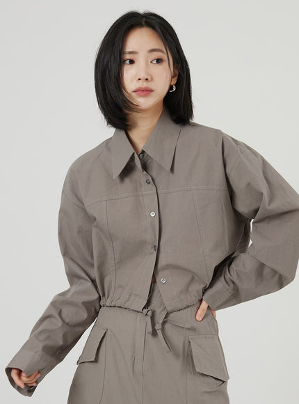 String Detail Cropped Shirt OF310