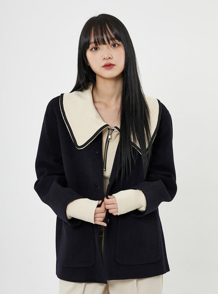 Button Round Neck Coat BN10