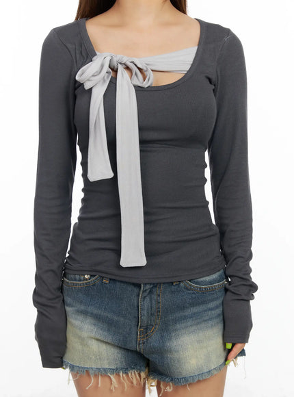 slim-fit-long-sleeve-ribbon-top-cf511