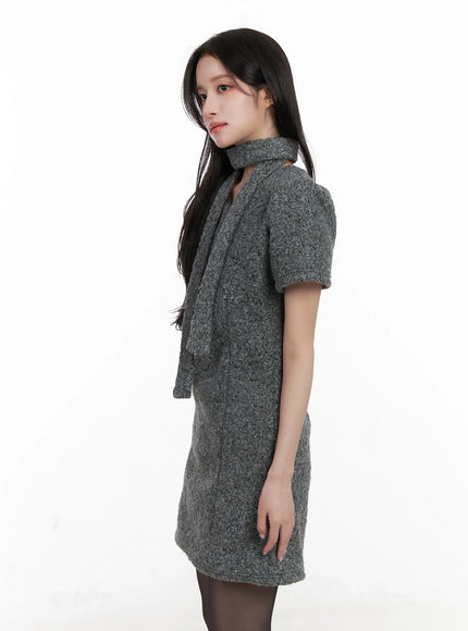 textured-mini-dress-and-scarf-set-cn526