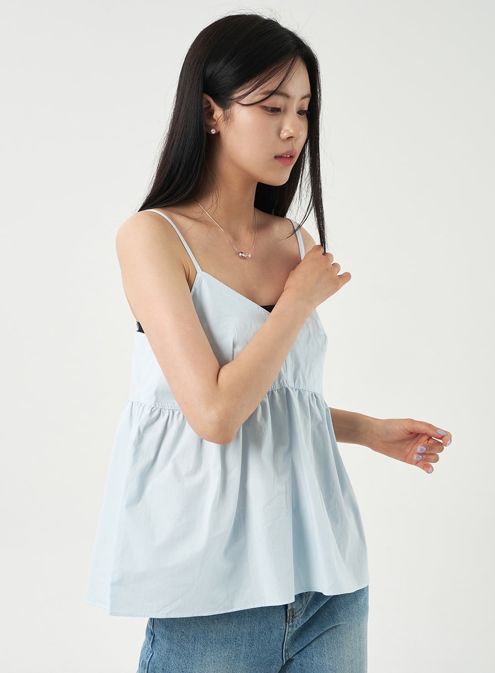 Cotton Cami with Frills at Shoulders