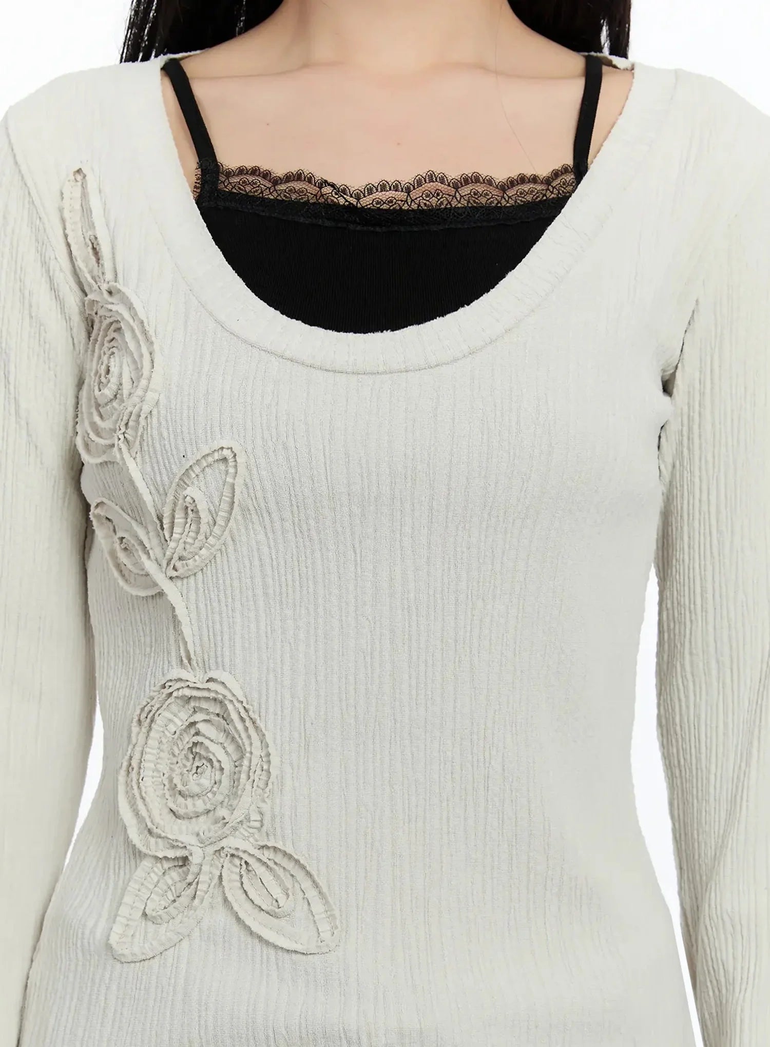 Two-Way Flower Ribbed Top IM509