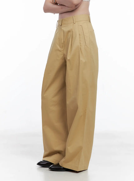 Wide Leg Pintuck Cotton Slacks CG520