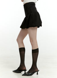 high-waist-nylon-balloon-mini-skirt-cl426