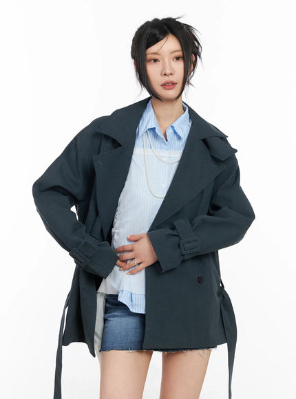stylish-belted-trench-coat-cm516 / Dark blue