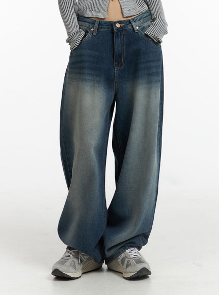 washed-wide-leg-jeans-cj418-1 / Dark blue