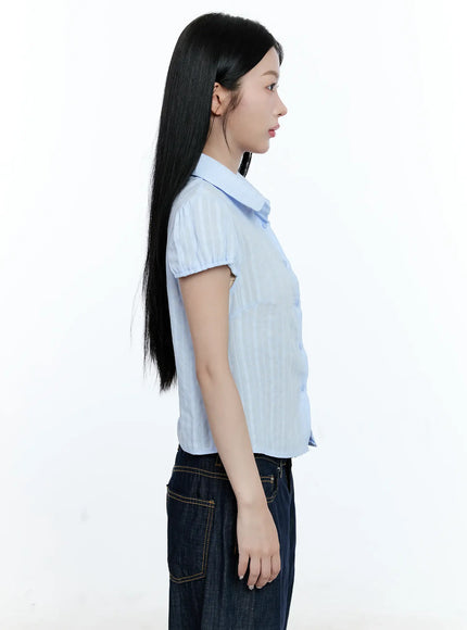 striped-puff-sleeve-blouse-cg513