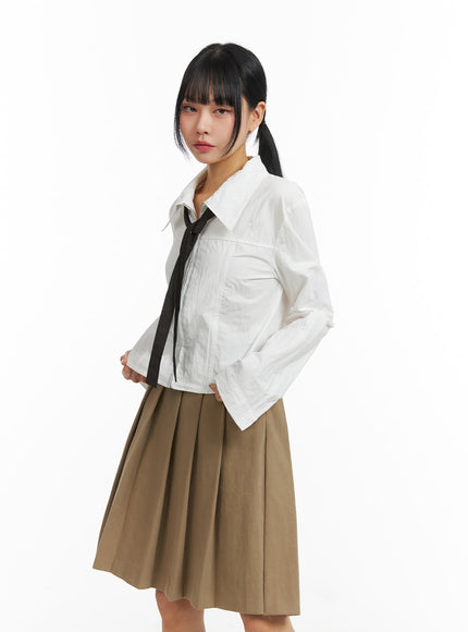 zip-up-collar-crop-shirt-with-tie-cj410