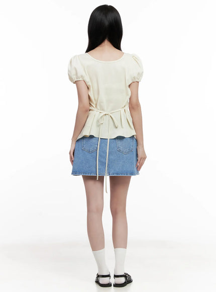 v-neck-puff-sleeve-summer-top-cl516