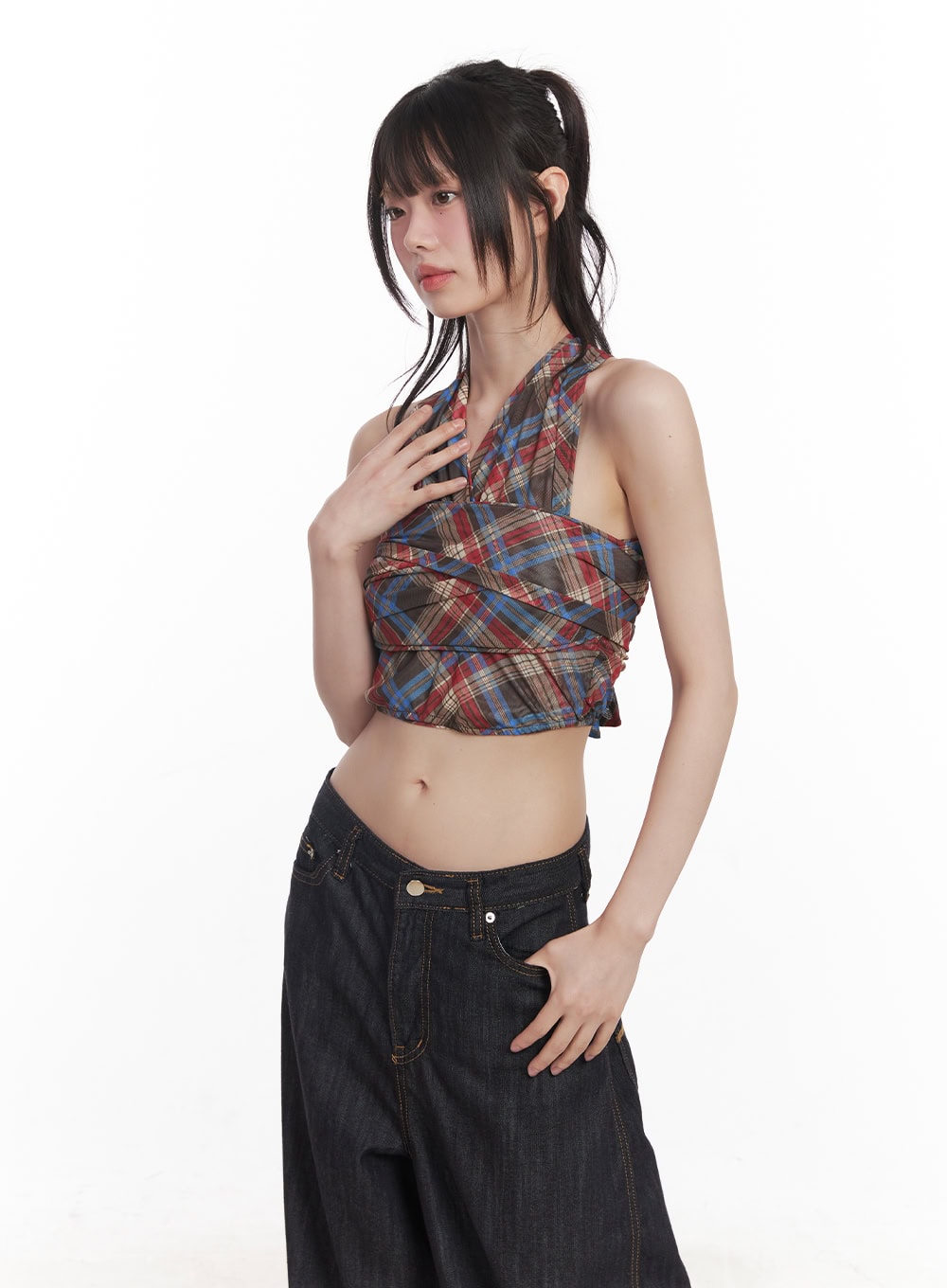 plaid-print-halter-top-cy520