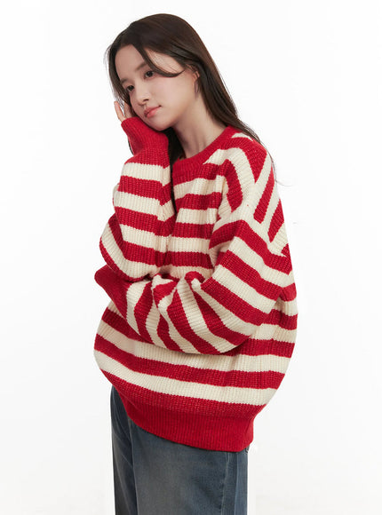 Cozy Striped Oversized Sweater IJ510