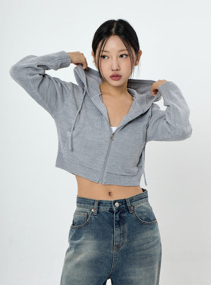 Knit Crop Hoodie Zip Up CS28