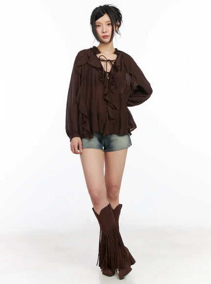 Low Rise Vintage Wash Denim Shorts CM517