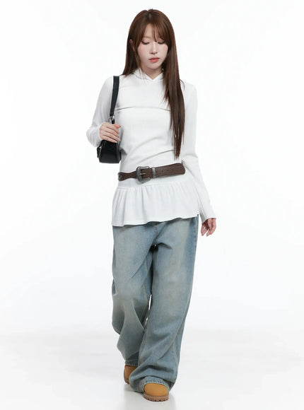 Kylee Washed Wide-Leg Jeans CS501