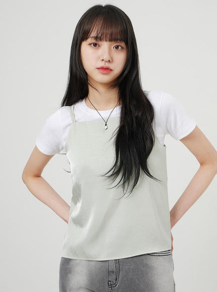 Satin Sleeveless Top OF327
