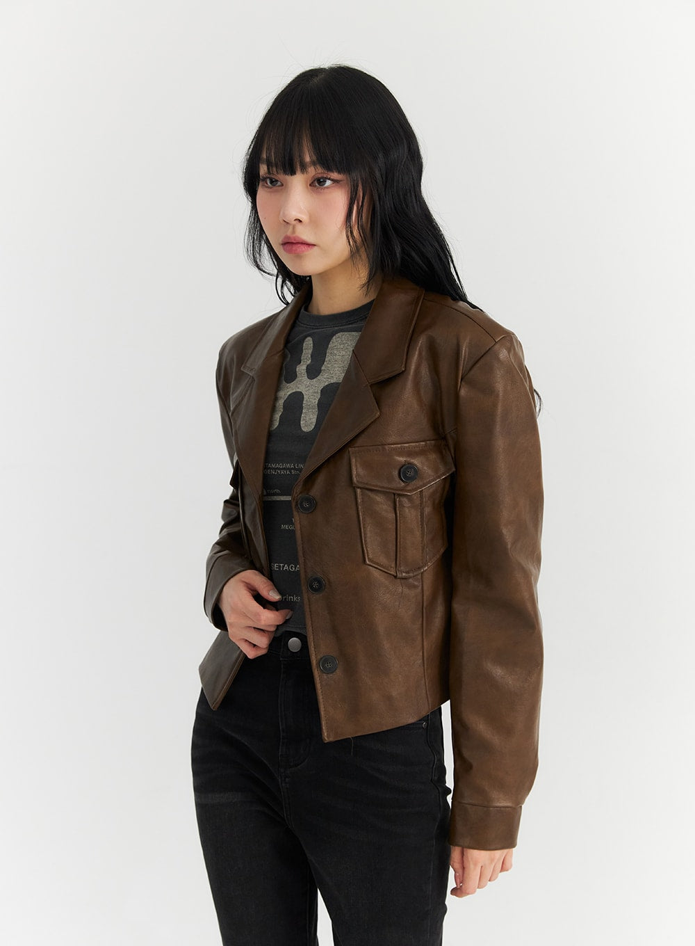 Womens KAS Off White Biker Style Leather Jacket