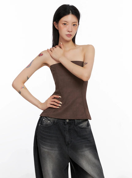 Faux Suede Tube Top IS508