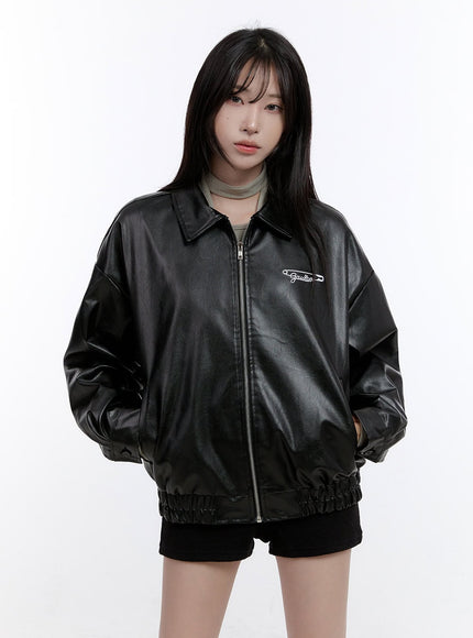 embroidered-zip-up-faux-leather-jacket-co418