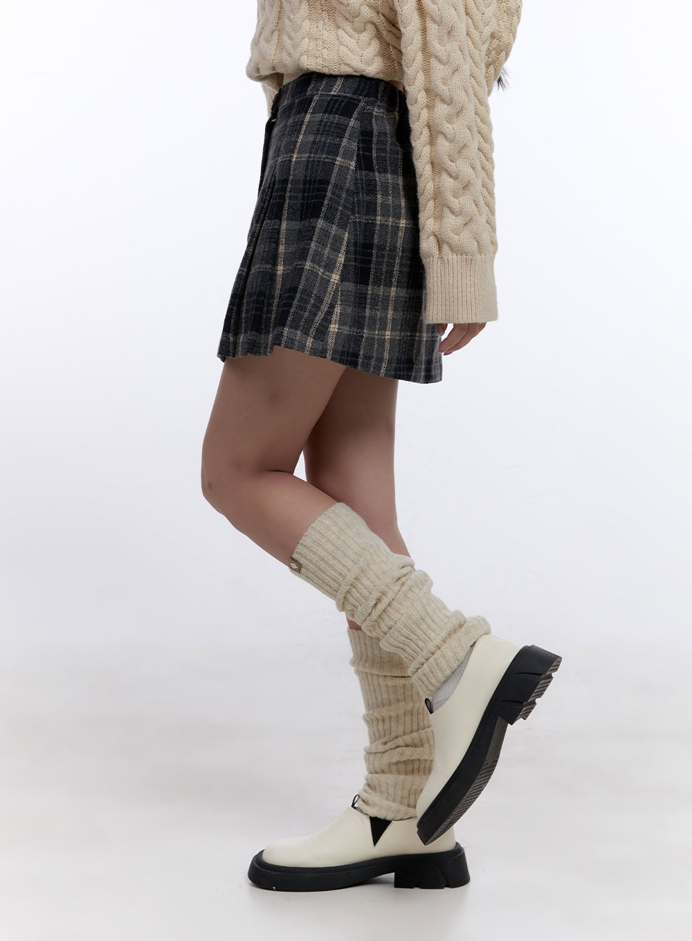 Checkered Pleated Winter Mini Skirt CJ513