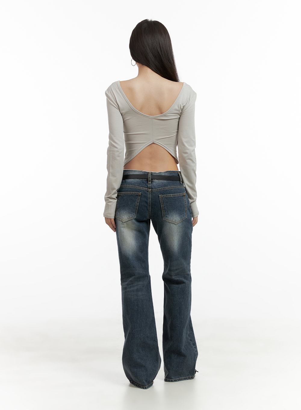 Low Rise Front Seam Bootcut Jeans CL417 Korean Women's Fashion