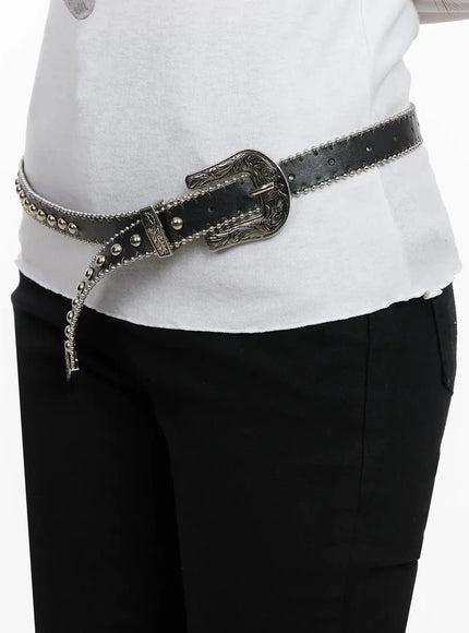 Vintage Studded Skinny Belt IN514