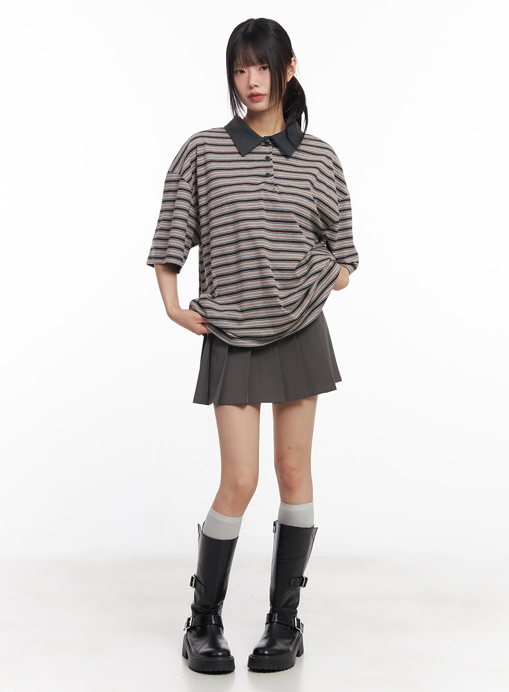 oversized-striped-short-sleeve-polo-shirt-cy514
