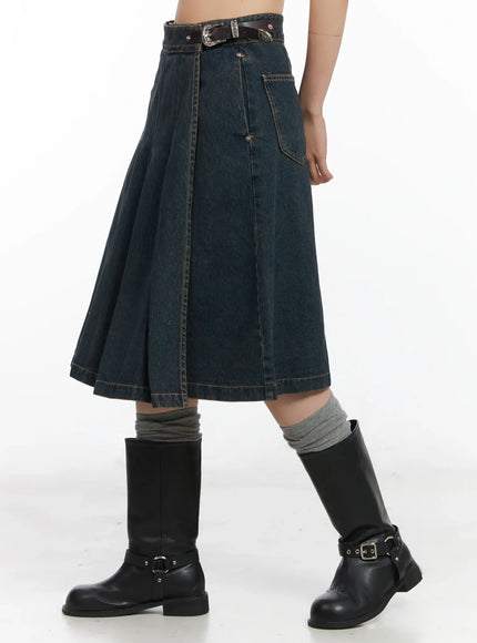 pleated-belted-denim-skirt-cn528