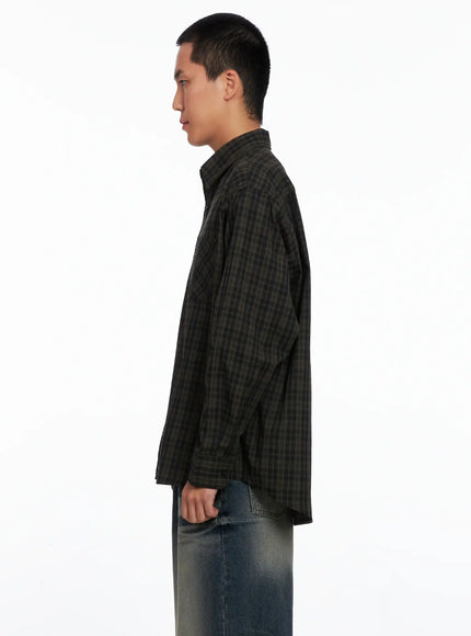 Men's Checkered Button Up Shirt IS510