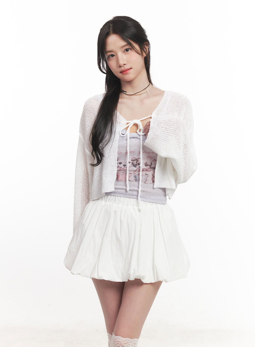 Tie-Up Cropped Cardigan CA510