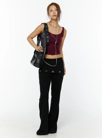 folded-eyelet-bootcut-sweatpants-cy521