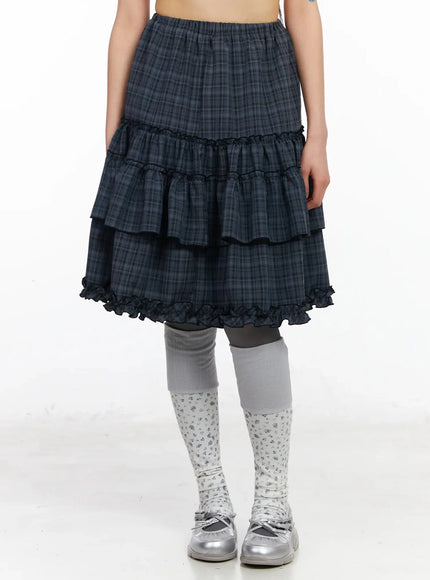 plaid-frill-tiered-midi-skirt-ia523