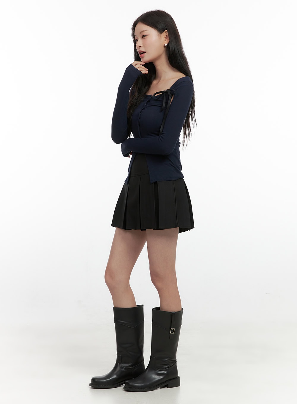 solid-pleated-mini-skirt-os423