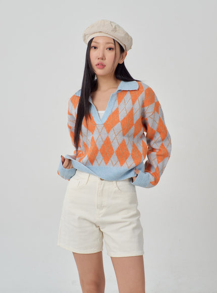 Argyle Pattern Sweater IM315