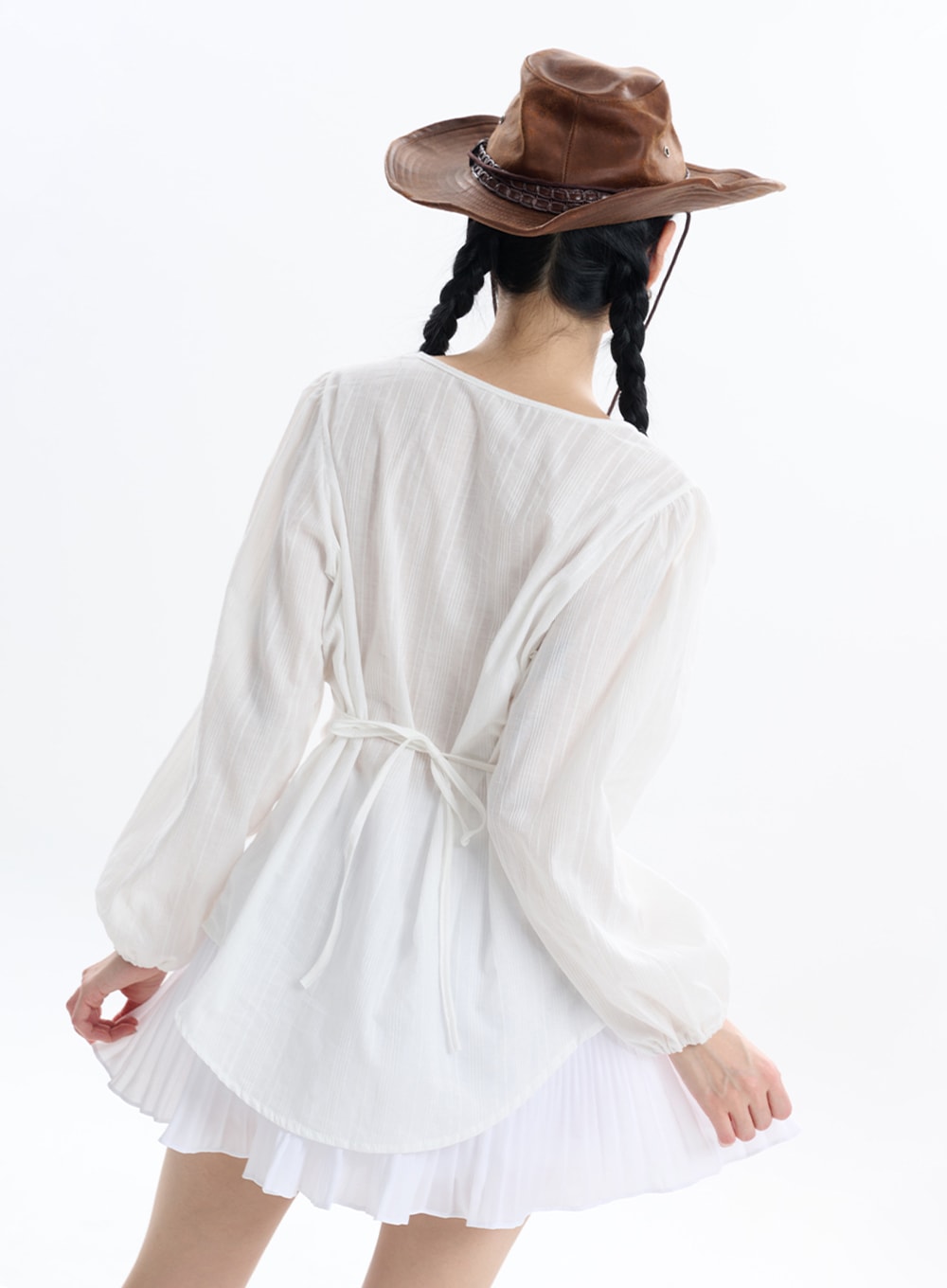 collarless-bowknot-long-sleeve-blouse-if413