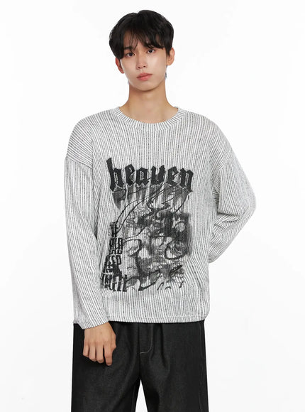 Men's Striped Graphic Knit Long Sleeve IO516