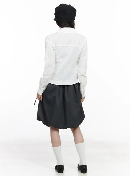 Asymmetric Plaid Long Sleeve Shirt CF523