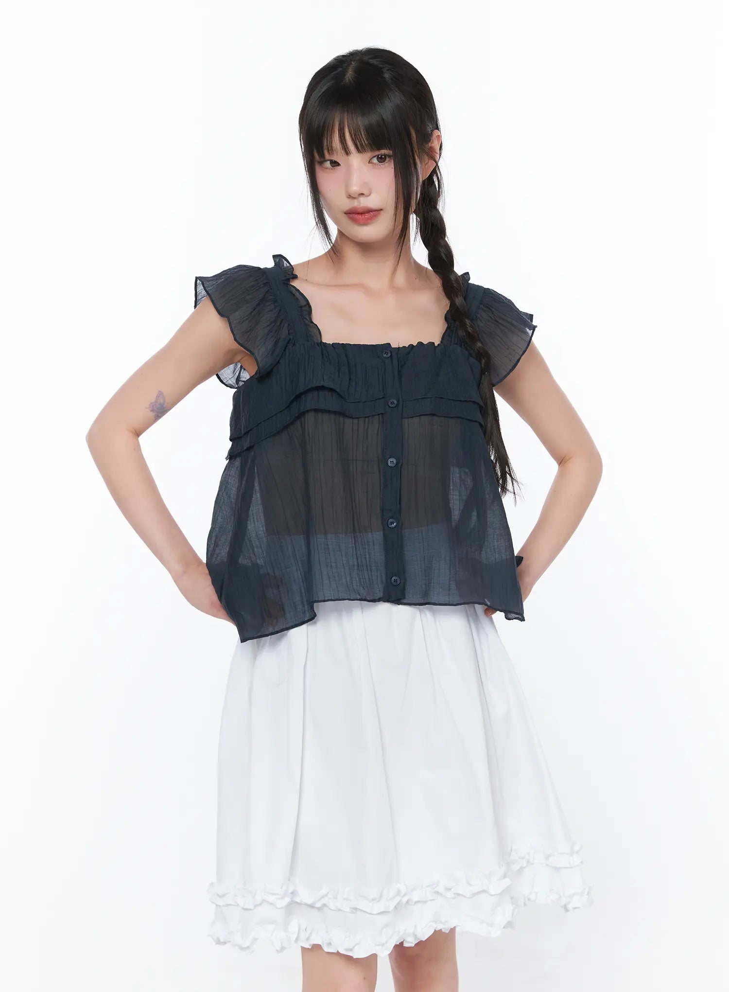 sheer-ruffle-sleeve-blouse-ca528