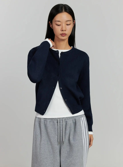 Round Neck Knit Cardigan IJ505