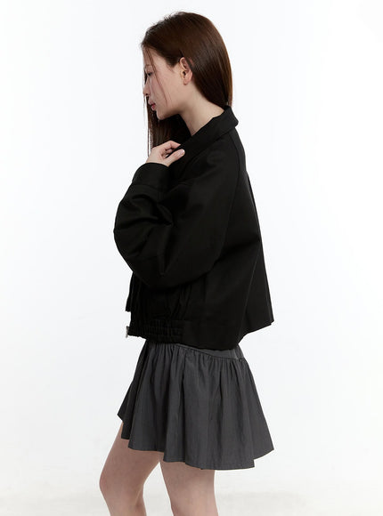 Zip-Up Collared Cropped Jacket CM521