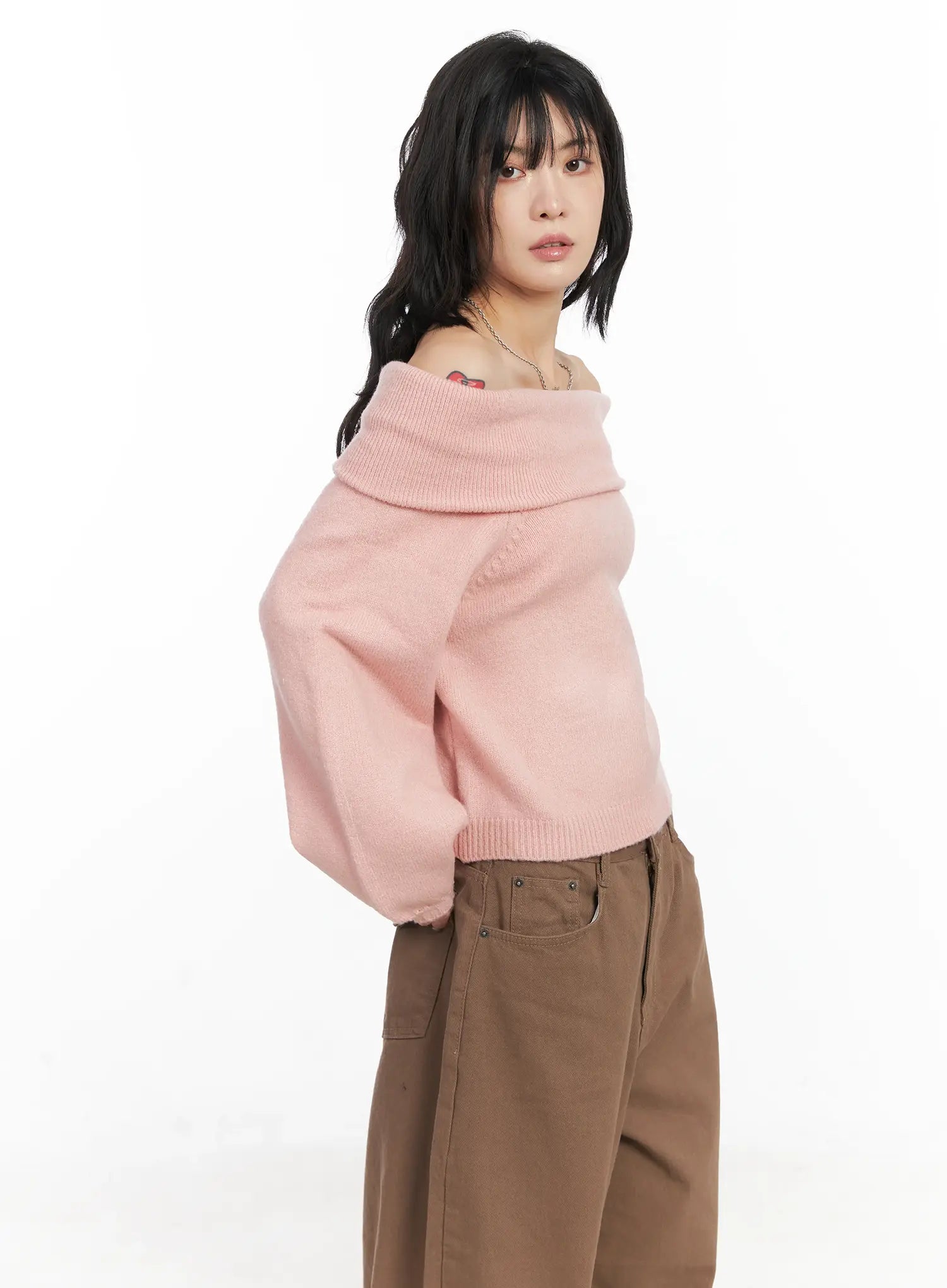 Cozy Off-Shoulder Knit Sweater CN528