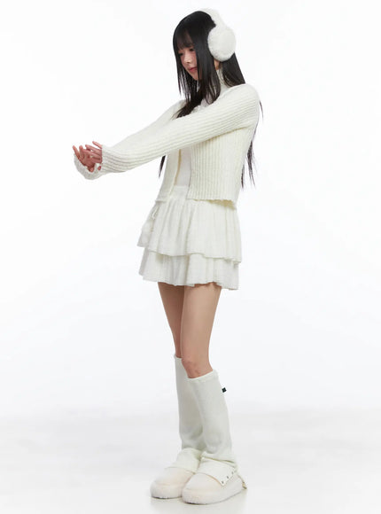 Pom-Pom Ribbon Tiered Mini Skirt CD526